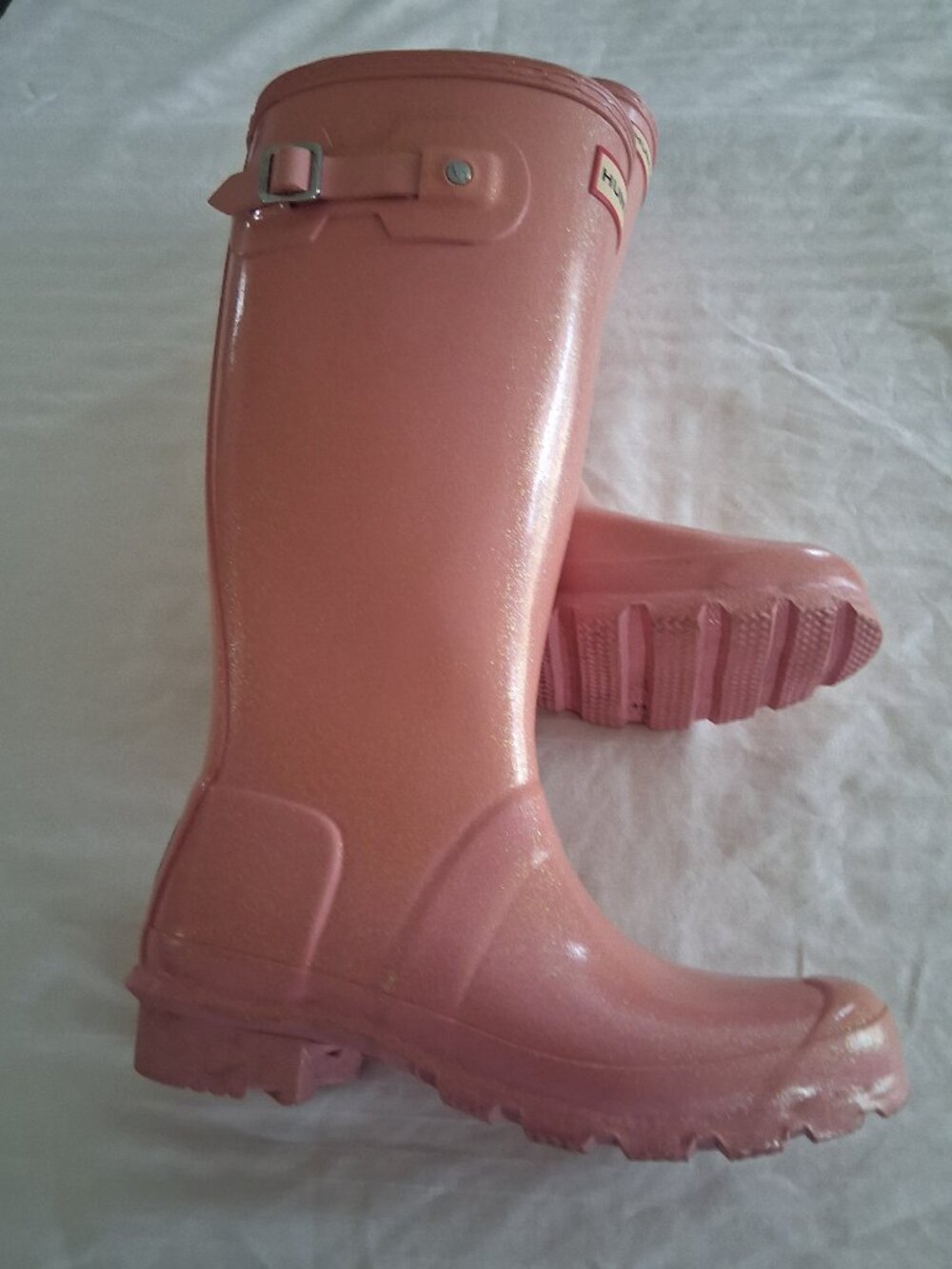 Hunter Boots pink glitter gloss tall